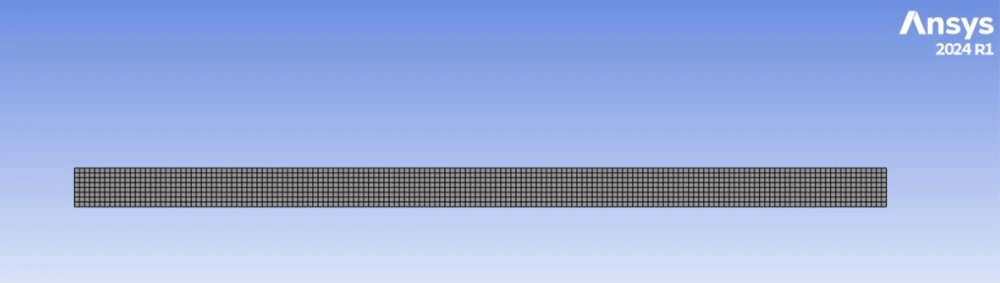Long rectangular beam divided into a regular finite-element mesh.