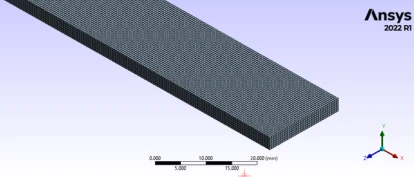Close view of the meshed rectangular beam.